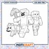Minecraft coloring page characters, digital download for fun