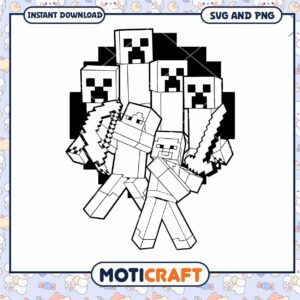 Minecraft Coloring Page for Kids, Fun Instant Download SVG PNG