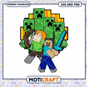 Minecraft characters in action