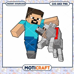 Minecraft Character with Dog PNG