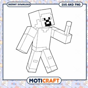 Minecraft character coloring page for kids