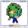 Minecraft character artwork, featuring Creepers and heroes in action