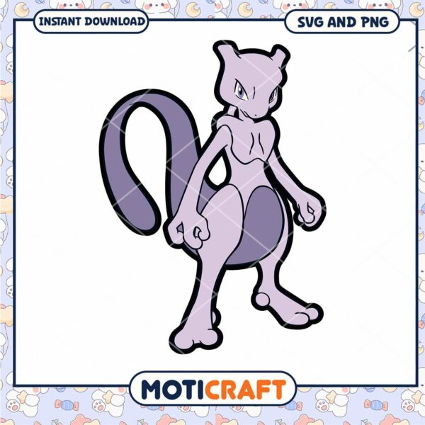 Mewtwo SVG and PNG download, perfect for your crafting projects