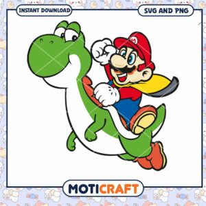 Mario on Yoshi SVG PNG Instant Download