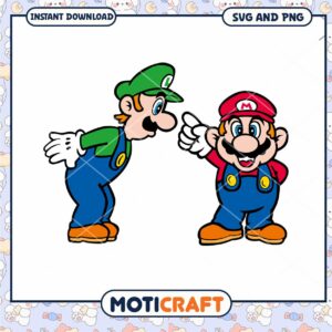Mario & Luigi SVG PNG Instant Download