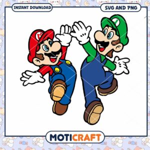 Mario & Luigi High Five SVG Cut File