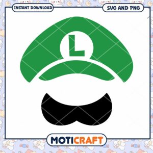 Luigi Hat Mustache SVG PNG Instant Download