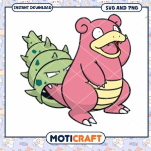 Kawaii Slowpoke & Shellder SVG PNG