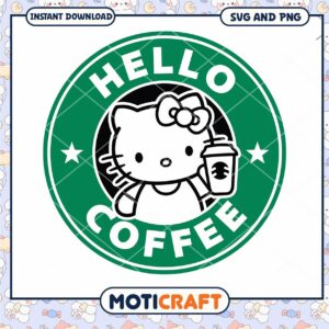 Hello Kitty Coffee SVG PNG Instant Download