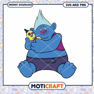 Funny blue character with toy
