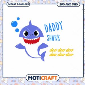 Daddy Shark SVG and PNG design for instant download