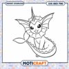 Cute Vaporeon Coloring Page for Kids, Instant Download SVG PNG