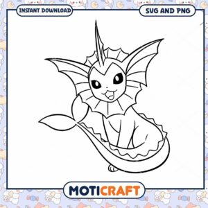 Cute Vaporeon Coloring Page for Kids