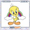 Cute Tweety Bird with Rainbow, Downloadable SVG and PNG Files