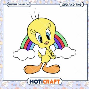 Cute Tweety Bird with Rainbow