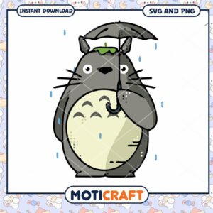 Cute Totoro with Umbrella SVG and PNG download
