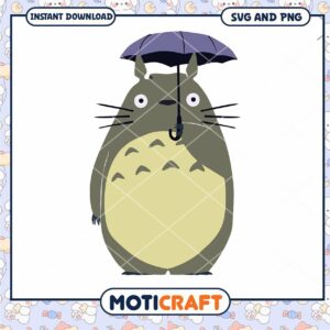 Cute Totoro Illustration with Umbrella