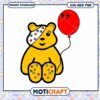 Cute teddy bear with balloon design, perfect for kids’ crafts