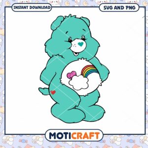 Cute Teal Care Bear SVG PNG Download Cute Teal Care Bear SVG PNG Download
