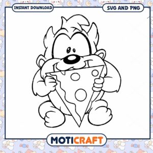 Cute Taz Eating Pizza SVG PNG
