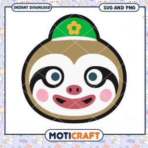 Cute Sloth Face SVG PNG Instant Download