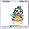Cute Sloth in Flower Pot SVG and PNG Instant Download Design