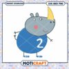 Cute Rhino Character Design for Kids, Available as SVG and PNG