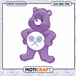 Cute purple bear illustration for easy downloading, perfect for crafts