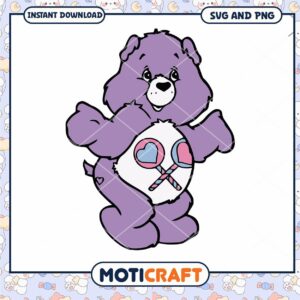 Cute Purple Bear Illustration, available as SVG and PNG files