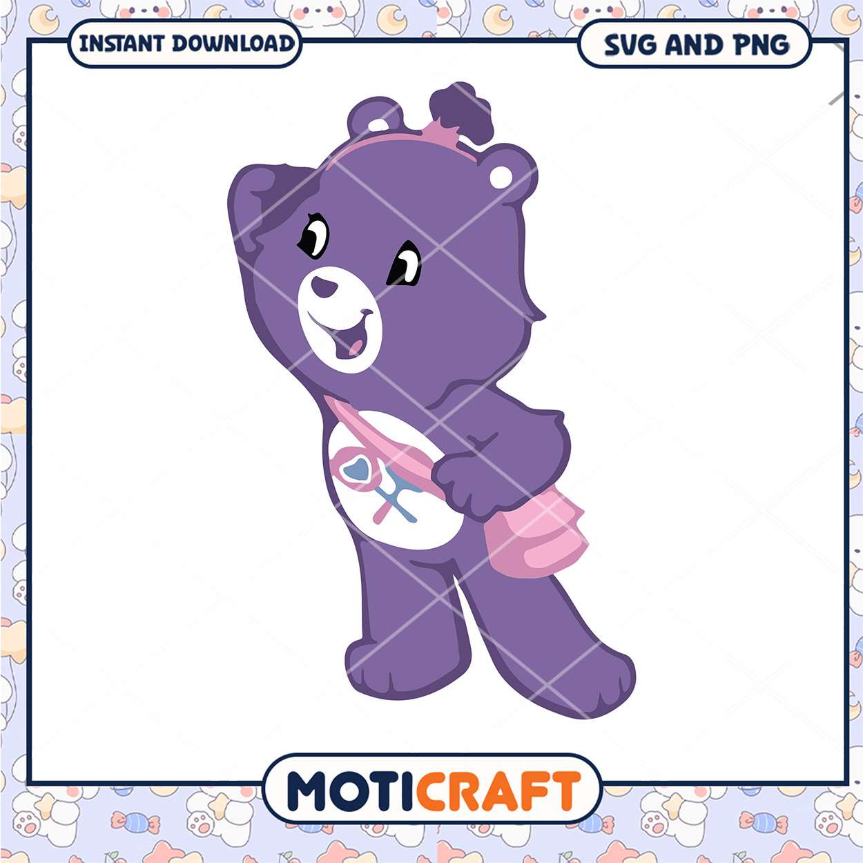 Cute purple bear character design, perfect for kids crafting projects Cute purple bear character design, perfect for kids crafting projects