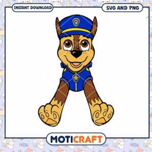Cute police dog character for instant download, available in SVG and PNG formats