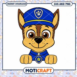 Cute police dog cartoon illustration, available in SVG and PNG
