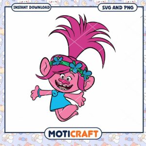 Cute Pink Troll Character, Instant Download SVG and PNG Files