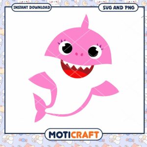 Cute Pink Shark SVG PNG Download, Perfect for Kids Crafts