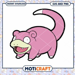 Cute pink slowpoke illustration, perfect for digital downloads