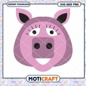 Cute Pink Pig Face Design, Perfect for Craft Projects and Prints