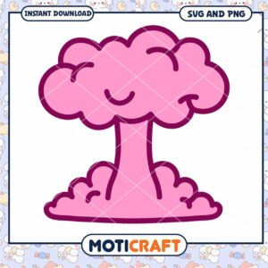 Cute pink cloud graphic, perfect for digital downloads and crafts