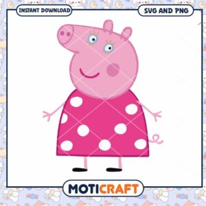 Cute pink character design for crafts, available in SVG and PNG