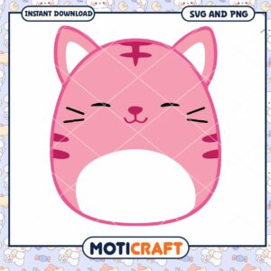 Cute Pink Cat SVG PNG Instant Download