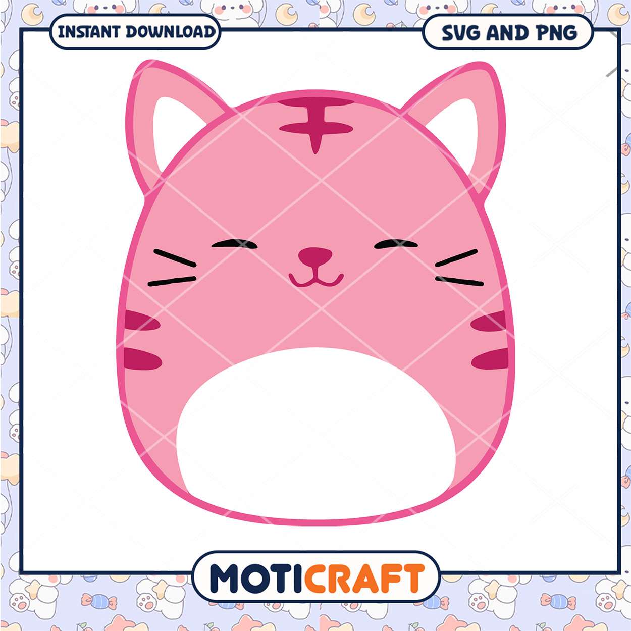 Cute Pink Cat SVG PNG Instant Download Cute Pink Cat SVG PNG Instant Download