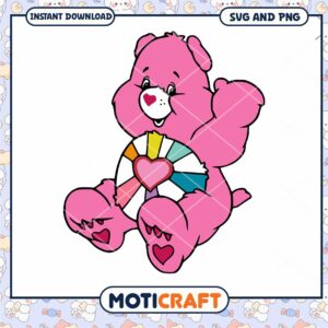 Cute Pink Care Bear SVG PNG Instant Download