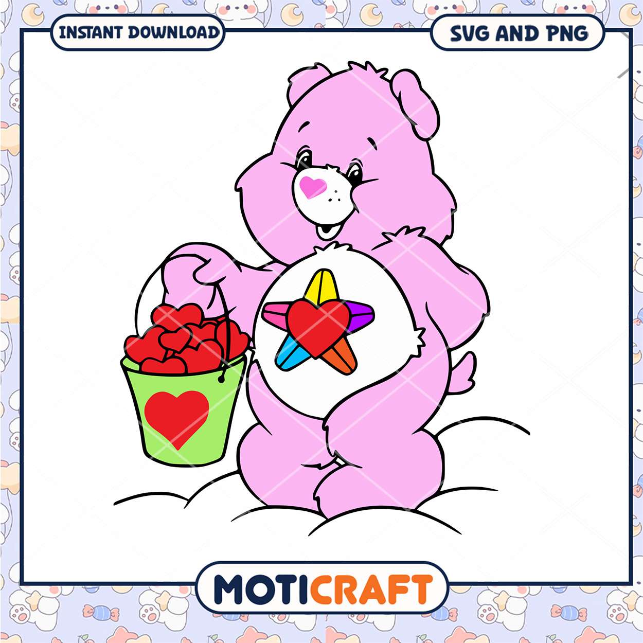 Cute Pink Bear Holding Hearts, Downloadable SVG and PNG Design Cute Pink Bear Holding Hearts, Downloadable SVG and PNG Design