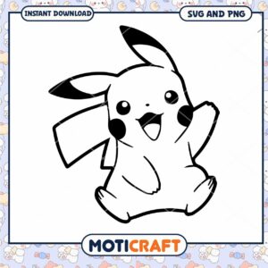 Cute Pikachu SVG image, perfect for crafting projects and prints
