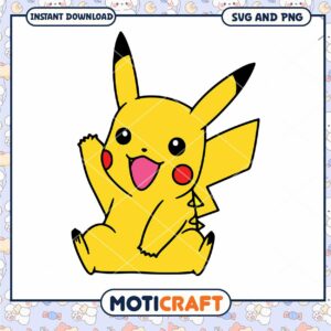 Cute Pikachu Character Design, Perfect for Crafts and Printing