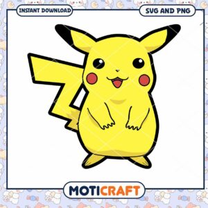 Cute Pikachu SVG and PNG digital download for crafting projects