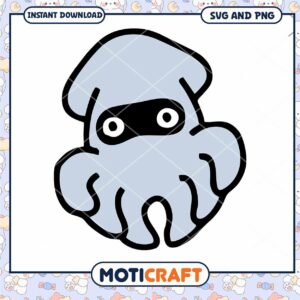 Cute Ninja Squid SVG, PNG Instant Download