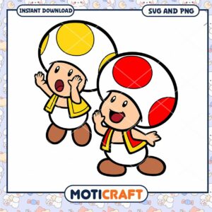Cute Mushroom Characters for Instant Download, SVG and PNG Files