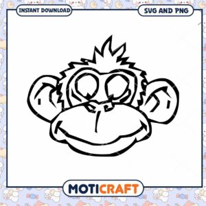 Cute Monkey Face SVG PNG Instant Download