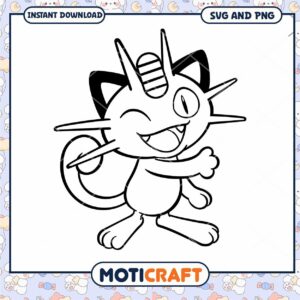 Cute Meowth Coloring Page for Kids, Download PNG and SVG Files