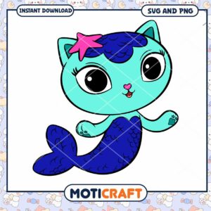 Cute Mermaid Cat Illustration, Perfect for Kids Crafts and Projects